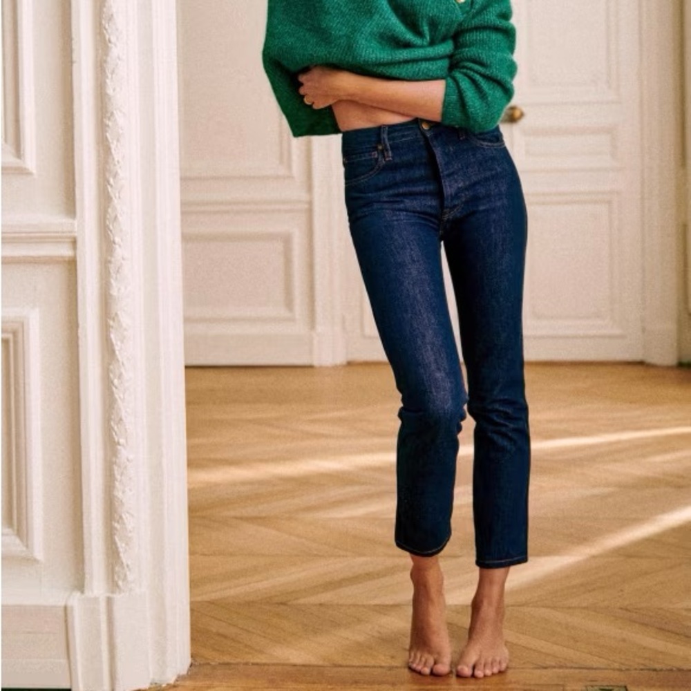 Sezane Brut Sexy high waist indigo jeans 7/8